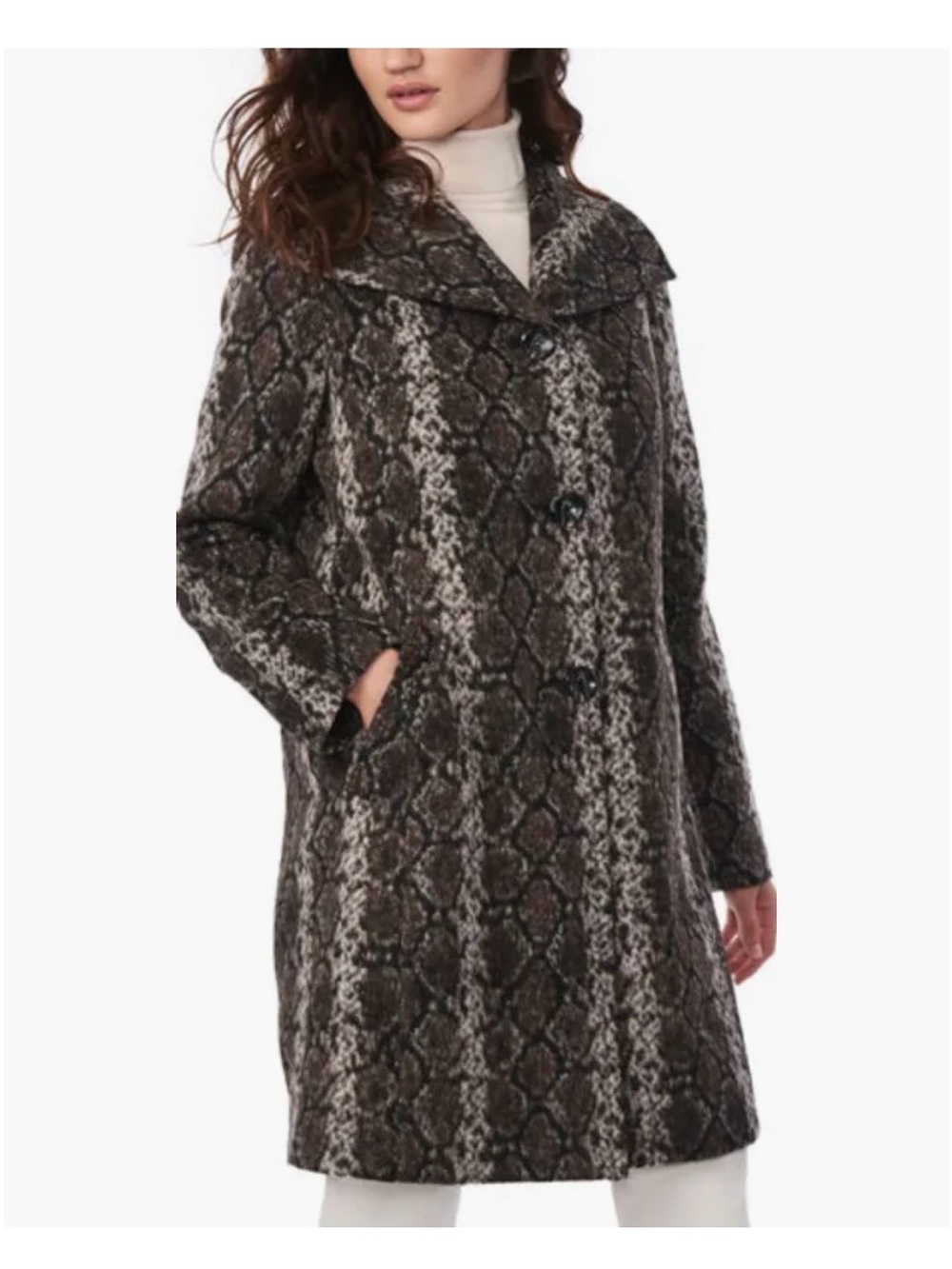 Bernardo Python Print Single Breasted Mid Length Coat Jacket Plus Size 1X NWOT